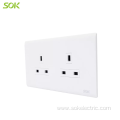 Modren 2 Gang BS Socket Outlets White